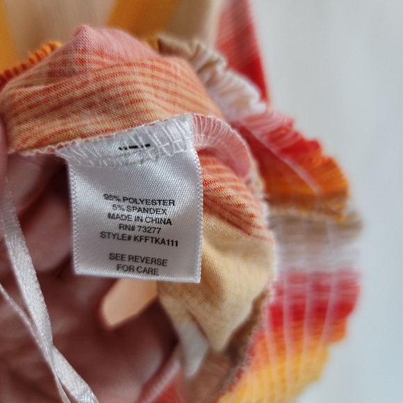 Love, Fire  orange, Yellow & White Striped Cropped Tank Top, women's XL - Picture 4 of 5